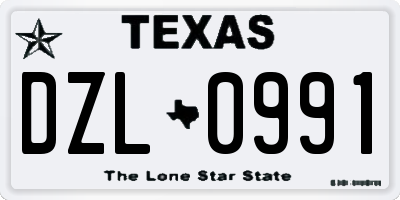 TX license plate DZL0991