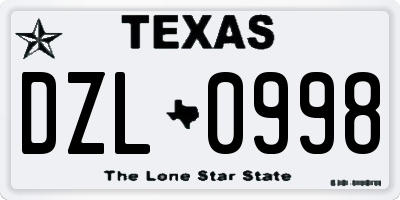 TX license plate DZL0998