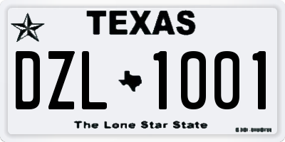 TX license plate DZL1001