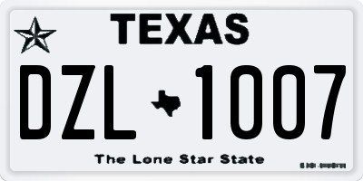 TX license plate DZL1007