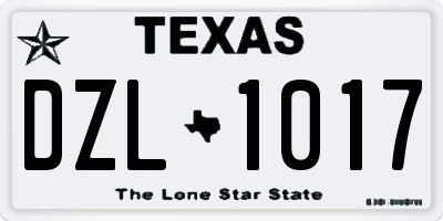 TX license plate DZL1017