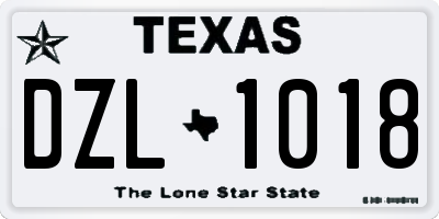 TX license plate DZL1018