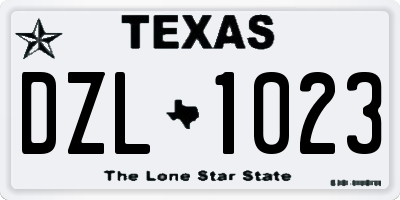 TX license plate DZL1023