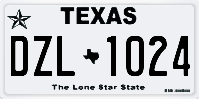 TX license plate DZL1024