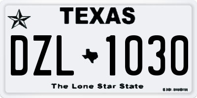 TX license plate DZL1030