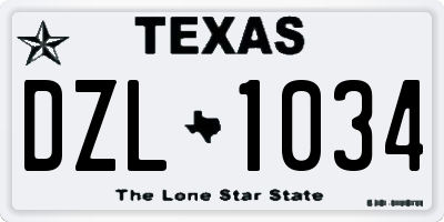 TX license plate DZL1034