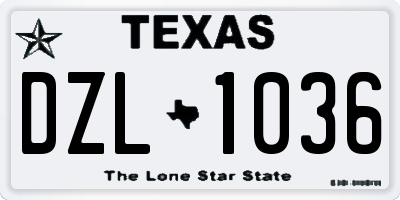 TX license plate DZL1036