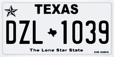 TX license plate DZL1039