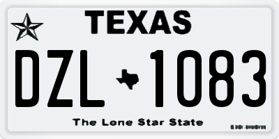 TX license plate DZL1083