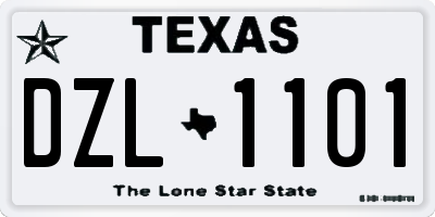 TX license plate DZL1101
