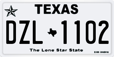 TX license plate DZL1102