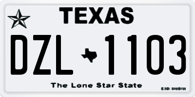TX license plate DZL1103