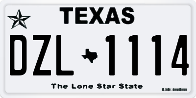 TX license plate DZL1114
