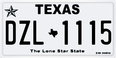 TX license plate DZL1115