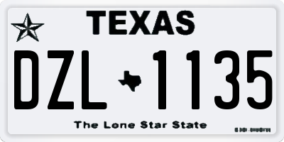 TX license plate DZL1135