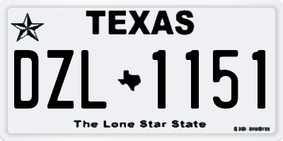 TX license plate DZL1151