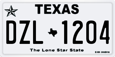 TX license plate DZL1204