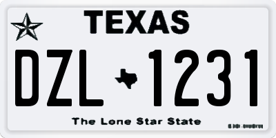 TX license plate DZL1231