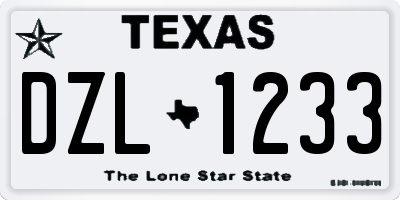 TX license plate DZL1233