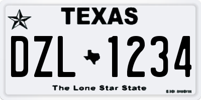 TX license plate DZL1234