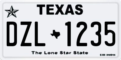 TX license plate DZL1235