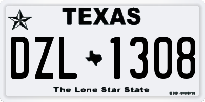 TX license plate DZL1308