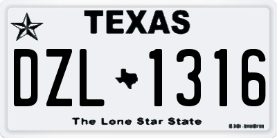 TX license plate DZL1316