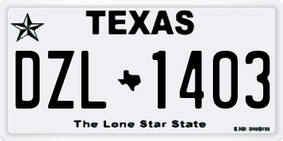 TX license plate DZL1403
