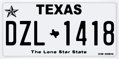 TX license plate DZL1418