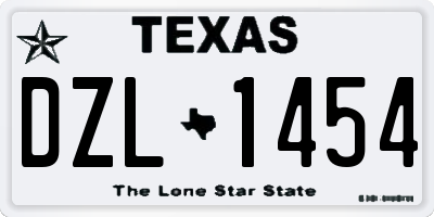 TX license plate DZL1454