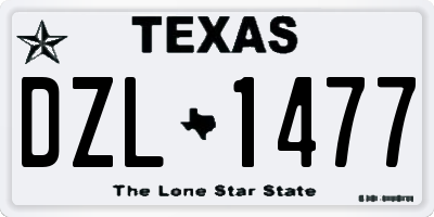 TX license plate DZL1477