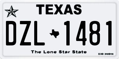 TX license plate DZL1481