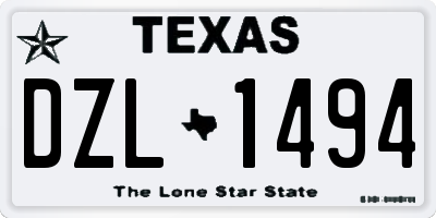 TX license plate DZL1494