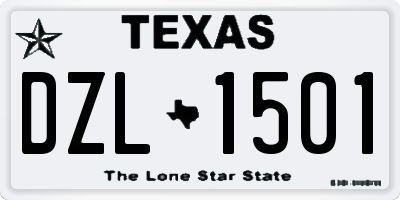 TX license plate DZL1501