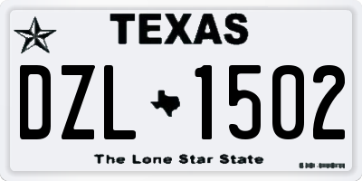 TX license plate DZL1502