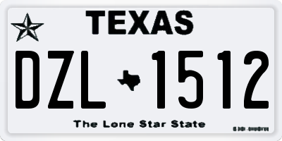 TX license plate DZL1512