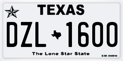 TX license plate DZL1600