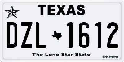 TX license plate DZL1612