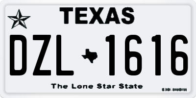 TX license plate DZL1616