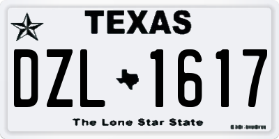 TX license plate DZL1617