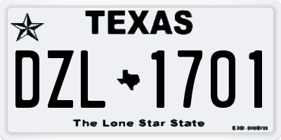TX license plate DZL1701