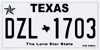 TX license plate DZL1703