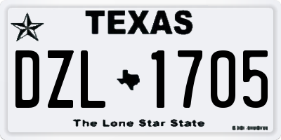 TX license plate DZL1705
