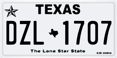 TX license plate DZL1707