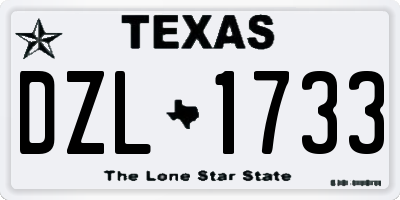 TX license plate DZL1733