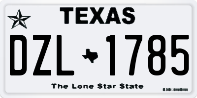 TX license plate DZL1785