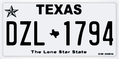 TX license plate DZL1794