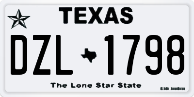 TX license plate DZL1798