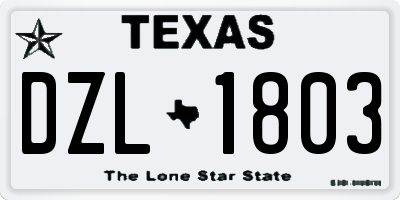 TX license plate DZL1803