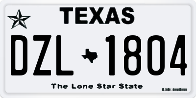 TX license plate DZL1804